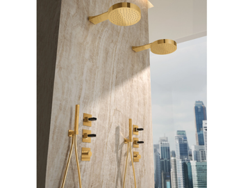 KEA - Brass shower set with hand shower and overhead shower by Rubinetterie Treemme - view 2